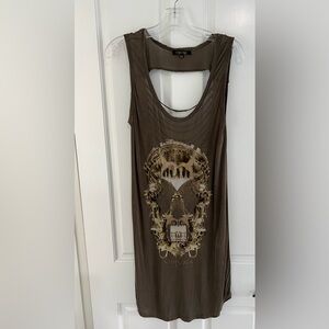 Ushuaia Ibiza Olive Skull Graphic dress
